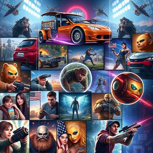 A vibrant collage of different game art styles, representing diverse aesthetic approaches.