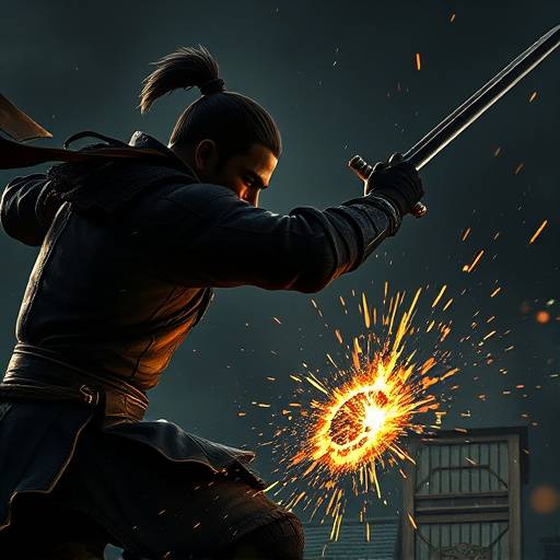 Action shot from 'Sekiro: Shadows Die Twice' showcasing the game's intense combat and detailed character design.